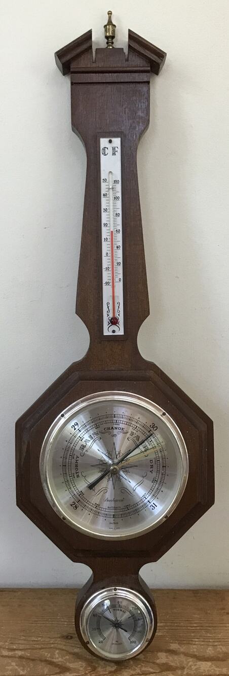 Vintage Dunhaven Banjo Wood Wooden Wall Mount Hanging Weather Barometer JAPAN